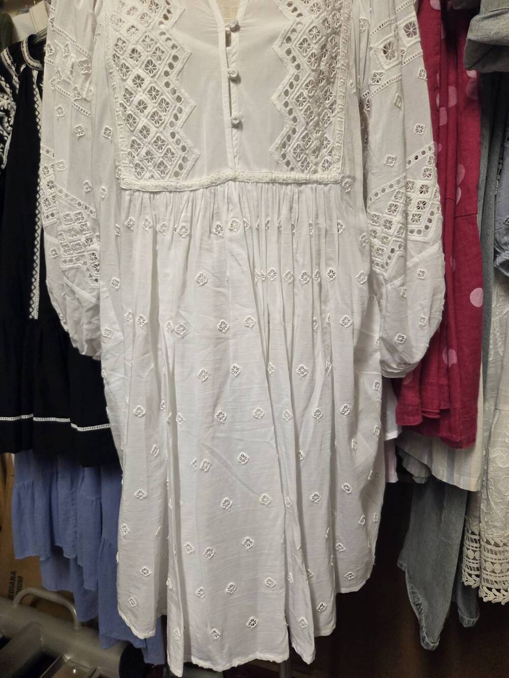 NEW SCARLETT POPPIES women's embroidered dress in simply white